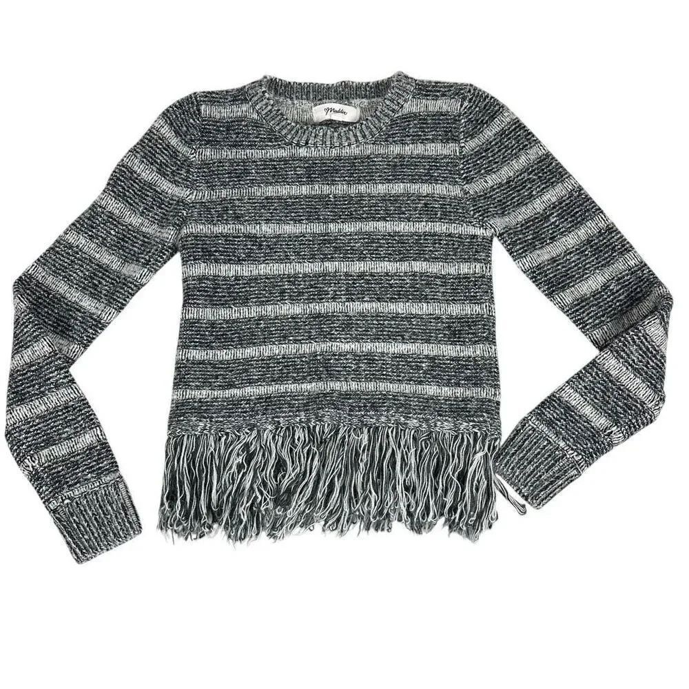 Maddie Junior XS stripe Sweater with Fringe Navy